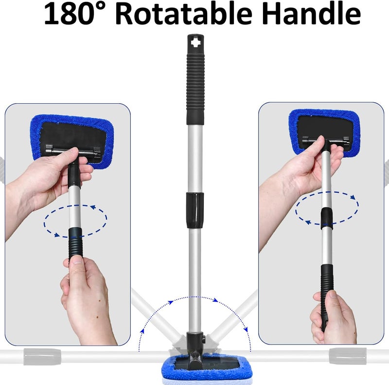 Beieverluck 20 Pieces Windshield Cleaner Tool, Inside Car Windshield Cleaning Tool with 12 Microfiber Pads, 4 Spray Bottle, and Extendable Handles Car Window Cleaning Tool Kit, Blue - Image 3